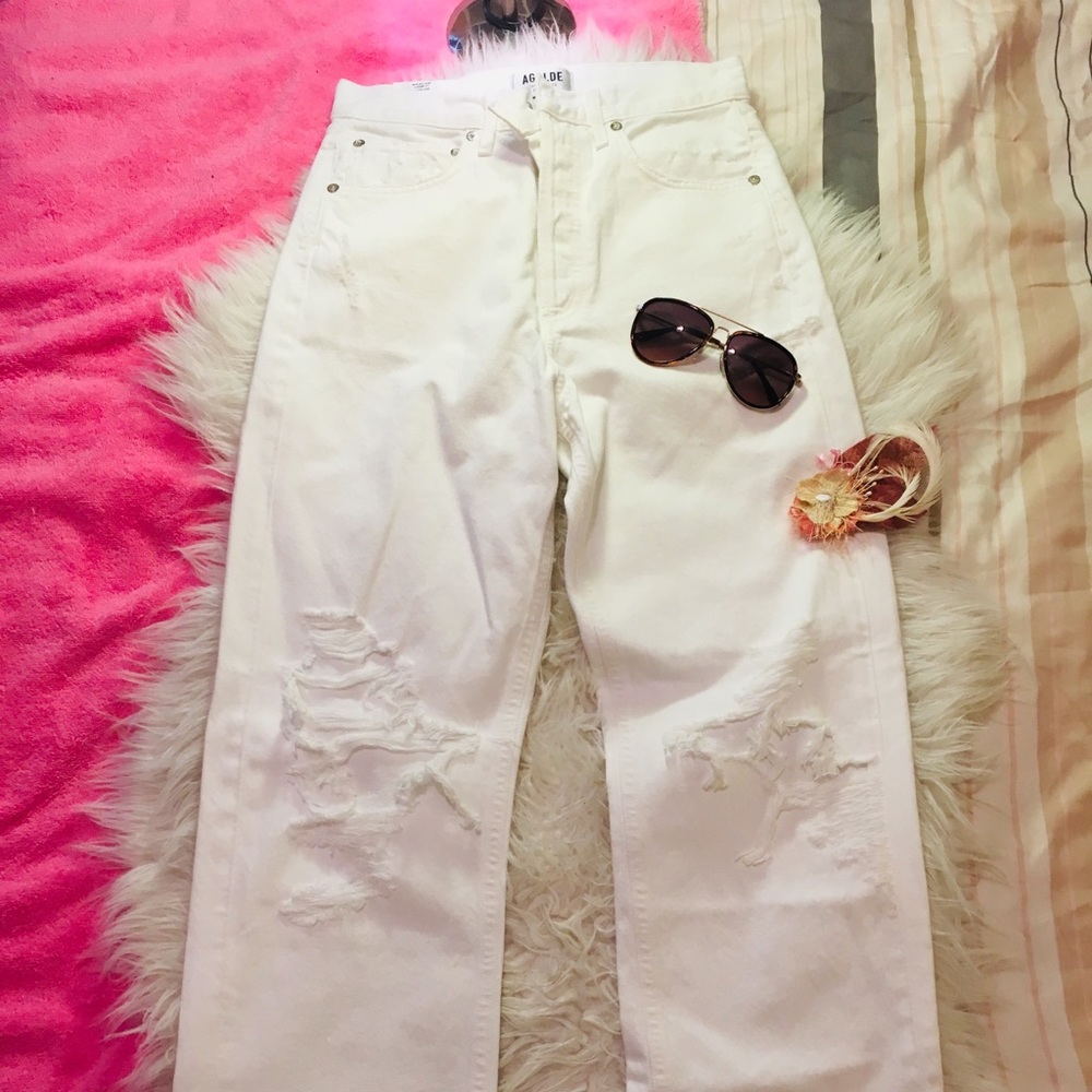 White AGOLDE CUT JEANS